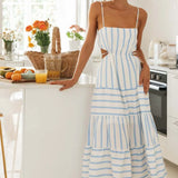 Africa™ | Striped Print Strappy Dress