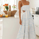Africa™ | Striped Print Strappy Dress