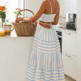 Africa™ | Striped Print Strappy Dress