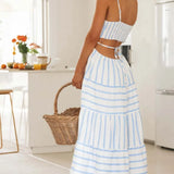 Africa™ | Striped Print Strappy Dress