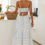 Africa™ | Striped Print Strappy Dress