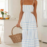 Africa™ | Striped Print Strappy Dress